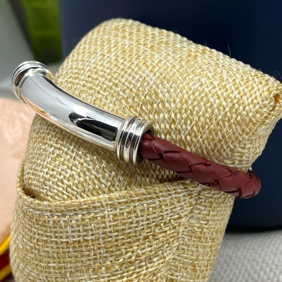 Vintage Joseph Esposito Sterling Silver & Red Leather Cuff - Picture 4 of 17